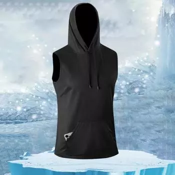 Мужской жилет с передним карманом, капюшоном, дизайном, веревочным покрытием, без рукавов, повседневный дышащий топ для дома и спортзала, уличная одежда L светло-серый