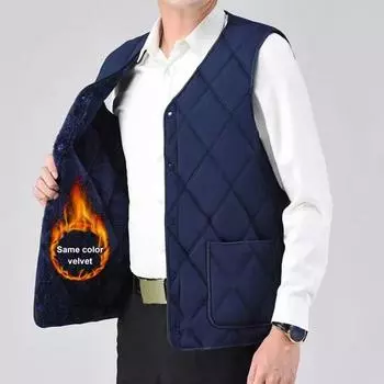 Мужской жилет с V-образным вырезом, без рукавов, однотонный однобортный жилет с карманами L темно-синий