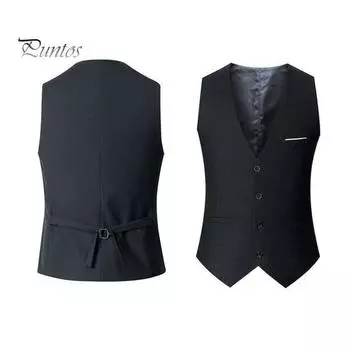 Мужской жилет с V-образным вырезом без рукавов, однобортный, облегающий деловой жилет, однотонный, формальный жилет для вечернего платья M темно-синий