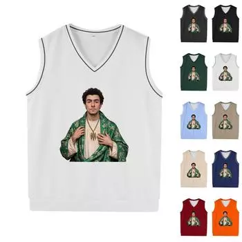 Мужской жилет с V-образным вырезом, без рукавов, трикотажный пуловер L бежевый