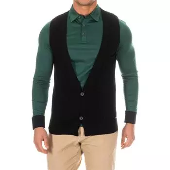 Мужской жилет с V-образным вырезом и застежкой на пуговицы BEH0224 S чёрный