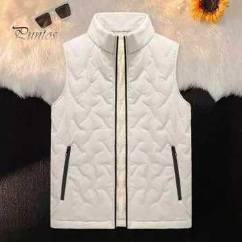 Мужской жилет с воротником-стойкой, без рукавов, утолщенная бархатная подкладка, жилет с карманами, однотонный жилет из хлопка с застежкой-молнией L хаки