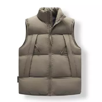 Мужской жилет с воротником-стойкой, пуховое хлопковое пальто без рукавов, мужское приталенное пальто, мужской теплый пуховый хлопковый жилет L