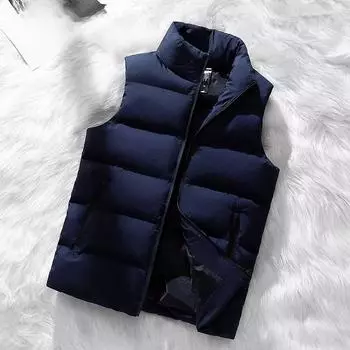 Мужской жилет с воротником-стойкой в корейском стиле 2022 года — модный жилет на осень/зиму M чёрный