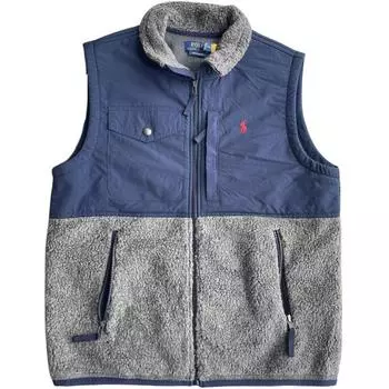 Мужской жилет с вышитым логотипом Polo Ralph Lauren в стиле пэчворк на молнии, синий 710854959-006 M