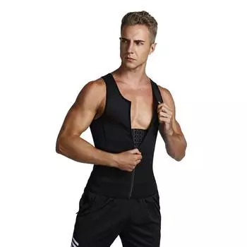 Мужской жилет-сауна с дышащей регулируемой застежкой-молнией, майка для похудения и тренировок по талии на каждый день XL чёрный