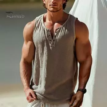 Мужской жилет, сплошной цвет, круглый вырез, 6 пуговиц, жилет без рукавов, свободный крой, повседневный пуловер, уличная одежда 3XL хаки