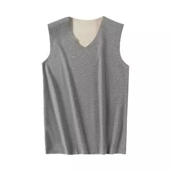 Мужской жилет-топ с V-образным вырезом, без рукавов, термофиксирующий бесшовный дизайн, двусторонний, матовый, ремесленный, пуловер, жилет L светло-серый