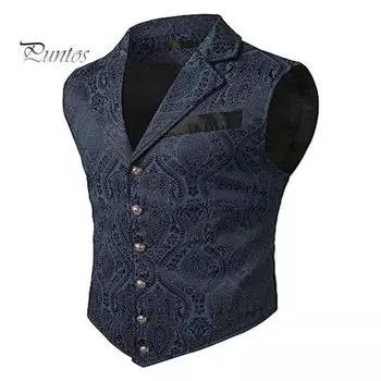 Мужской жилет в деловом стиле в стиле ретро, приталенный однотонный однобортный однобортный воротник без рукавов с пуговицами для свадебной вечеринки, жениха 3XL красный