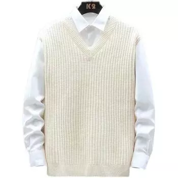 Мужской жилет, жилет, вязаный свитер, свободный свитер без рукавов с V-образным вырезом, мужской XXL