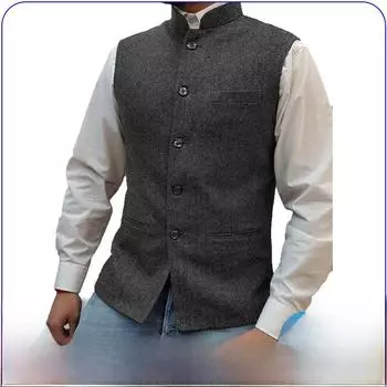 Мужской жилет Zhongshan с воротником-стойкой Cross-Border - стиль «елочка» Double Extra Large