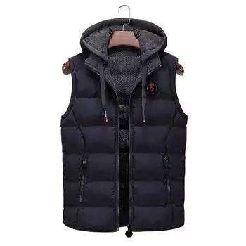 Мужской жилет, зимний пуховый жилет, повседневный жилет, мужская безрукавка, повседневный теплый мужской жилет, пальто, шапка, съемный новый стиль XXS