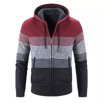Мужской зимний большой размер утолщенный стеганый кардиган с капюшоном свободный свитер флисовая куртка с отворотом теплая повседневная спортивная трикотажная одежда 4XL