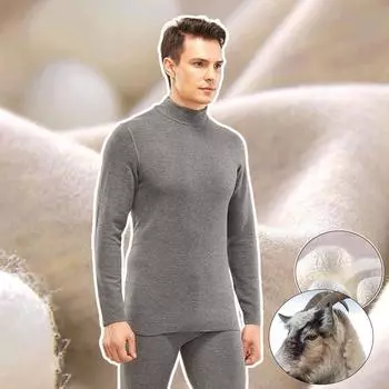 Мужской зимний джемпер термобелье комплекты одежды костюмы шерстяная водолазка свитер блузка + брюки 2 шт майки пижамы одежда для мужчин 4XL чёрный