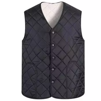 Мужской зимний хлопковый жилет с подкладкой и V-образным вырезом, без рукавов, теплый, плотный, однобортный, однотонный, толстый, плюшевый, размер, мужской пуховый жилет XL синий