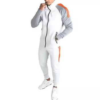 Мужской зимний кардиган контрастного цвета с капюшоном, комплекты мужской повседневной спортивной одежды, костюм с длинными брюками M чёрный