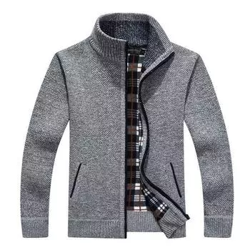 Мужской зимний кардиган, пальто, удобрение для увеличения, плюс бархатный толстый свитер L шифер серый