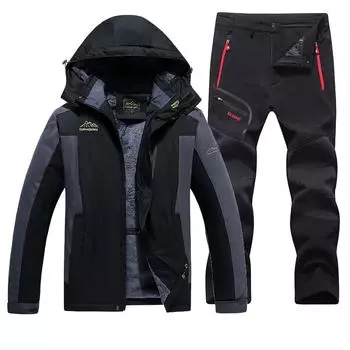 Мужской зимний костюм для альпинизма, походов на открытом воздухе, рабочий костюм, большая теплая куртка + теплые брюки, комплект из 2 предметов 6XL