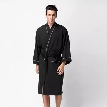 Мужской зимний однотонный мягкий халат со шнуровкой и шалью, халат с длинными рукавами, пальто XL темно-синий