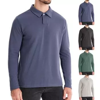 Мужской зимний однотонный топ с пуговицами на лацканах и длинными рукавами L бежевый