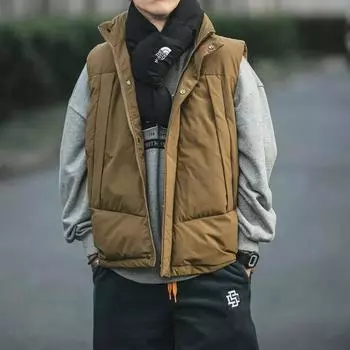 Мужской зимний повседневный жилет из хлопка с воротником-стойкой XL хаки