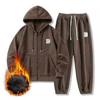 Мужской зимний теплый костюм, комплект из 2 предметов: кофта с капюшоном и теплые штаны XXXXL