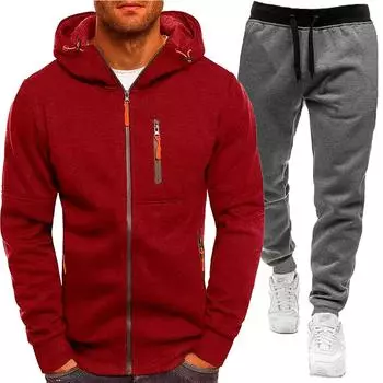 Мужской зимний теплый костюм на молнии кардиган + брюки комплект из 2 предметов XS