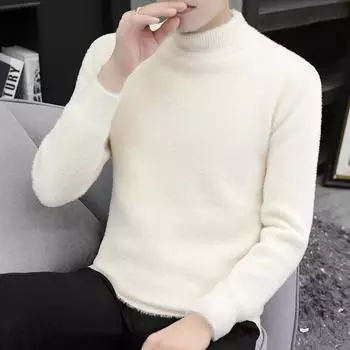 Мужской зимний теплый трикотажный свитер с высоким воротом, тонкий свитер большого размера с длинным рукавом XXXL