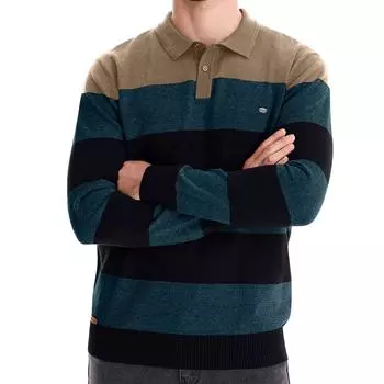 Мужской зимний топ с цветными полосками и пуговицами на лацканах, облегающий покрой с длинным рукавом L хаки