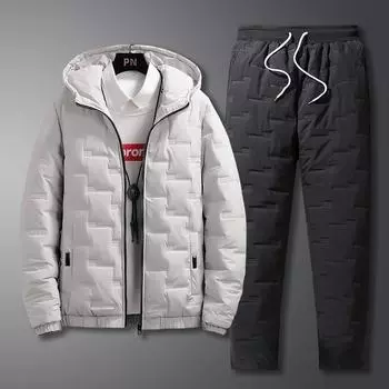 Мужской зимний уличный костюм из хлопка для снега, теплая куртка + теплые брюки, комплект из 2 предметов XXXXL