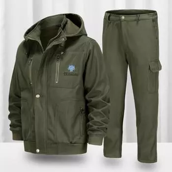 Мужской зимний водонепроницаемый теплый костюм для походов и путешествий, костюм больших размеров, теплая куртка + теплые брюки, комплект из двух предметов XS