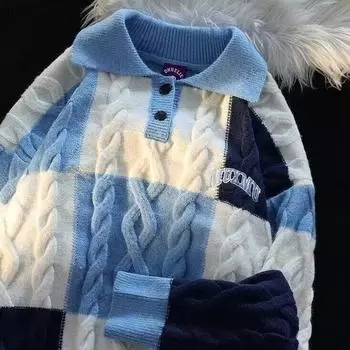 Мужской зимний вязаный пуловер теплый пуловер на пуговицах вязаный длинный рукав 2XL