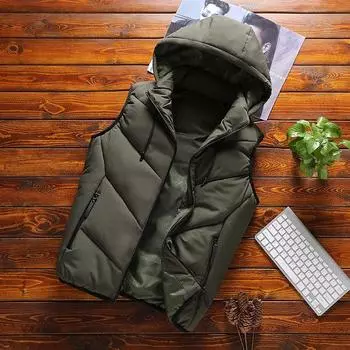 Мужской зимний жилет, пуховик, трендовый пуховик, носимая на открытом воздухе, зимняя куртка без рукавов большого размера XXXXL зелёный