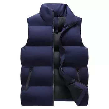 Мужской зимний жилет с толстой подкладкой, ветрозащитный, без рукавов, воротник-стойка, защита шеи, карманы на молнии, кардиган, сплошной цвет, зимняя верхняя одежда на открытом воздухе M серый