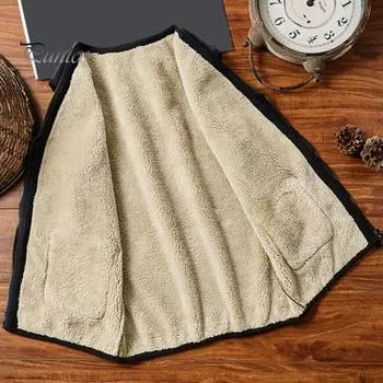 Мужской зимний жилет с V-образным вырезом, без рукавов, однотонный утолщенный плюшевый подклад, жилет, пальто с карманами, утепленная куртка-жилет XL серый