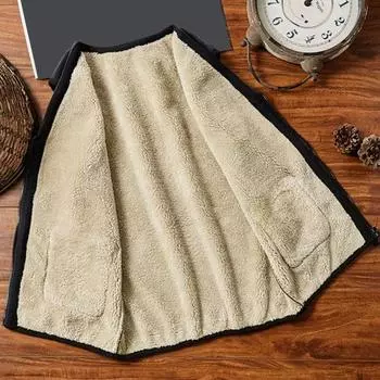 Мужской зимний жилет Yousheng с V-образным вырезом, без рукавов, однотонный утолщенный плюшевый подкладочный жилет с карманами, теплый жилет, куртка XL серый