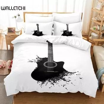 Музыка Черно-белые пододеяльники Комплекты постельного белья Одеяло Кровать Queen King Size Музыкальный инструмент Фортепиано Комплект постельного белья Подросток Взрослый Спальня Декор EU single(135x200cm)
