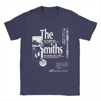 Музыка The Smiths Мужская футболка Винтажная футболка с коротким рукавом и круглым вырезом Футболка из чистого хлопка Одежда на день рождения S темно-синий
