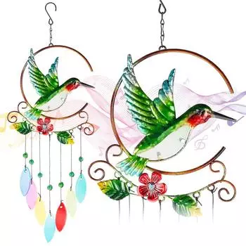 Музыка ветра для улицы, стеклянные, окрашенные, мобильные, романтические, садовый декор, подвесные, балконные, патио украшения 1pc