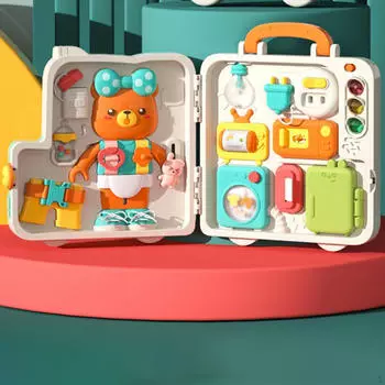 Музыкальная бизиборд-доска с игрушкой-рулем и правилами дорожного движения со светодиодным переключателем для путешествий