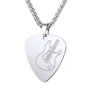 Музыкальная гитара кулон любовник подарок мода пара ожерелье из нержавеющей стали