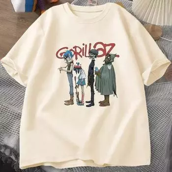 Музыкальная группа Gorillaz, футболка в стиле панк-рок, женская летняя футболка с круглым вырезом 90-х, хлопковая футболка с короткими рукавами, одежда в стиле ретро, футболка Y2K S