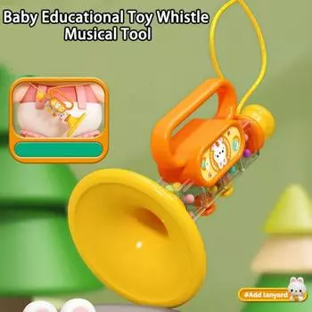 Музыкальная игрушка Кролик Наклейка Музыка Просвещение Круглые Края Интересный Инструмент Труба Модель для Детей синий