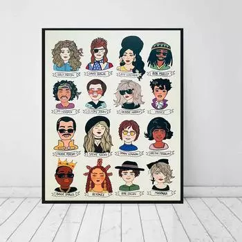 Музыкальная икона, художественный постер, музыкальная вдохновляющая картина на холсте, музыкальная легенда, галерея, настенный художественный принт, гостиная, домашний декор, безрамный A4 21x30cm No Frame как