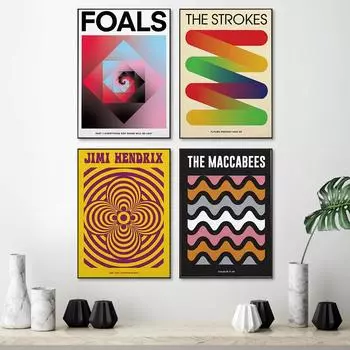 Музыкальная классическая группа, альбом, художественное произведение, винтажные постеры и принты, абстрактная геометрия, настенная живопись на холсте, домашний декор для гостиной 21cm30cm NoFrame