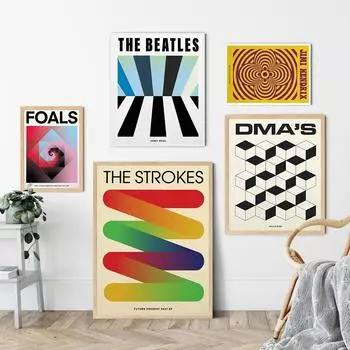 Музыкальная классическая группа, альбом, художественное произведение, винтажные постеры и принты, абстрактная геометрия, настенная живопись на холсте, домашний декор для гостиной 21x30cm No Framed
