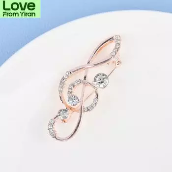 Музыкальная нота сплав инкрустированный кристалл брошь для женщин шляпа шарф рюкзак аксессуары булавки подарки