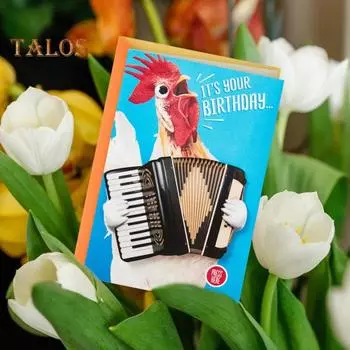 Музыкальная открытка на день рождения Забавный танец цыпленка с аккордеоном Движение Подарок на день рождения для детей и взрослых Chick