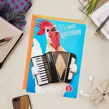 Музыкальная открытка на день рождения Забавный танец цыпленка с аккордеоном Движение Подарок на день рождения для детей и взрослых Chick