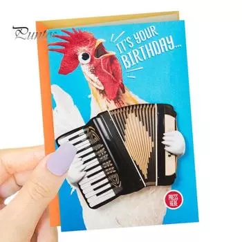 Музыкальная открытка на день рождения Забавный танец цыпленка с аккордеоном Движение Подарок на день рождения для детей и взрослых Chick
